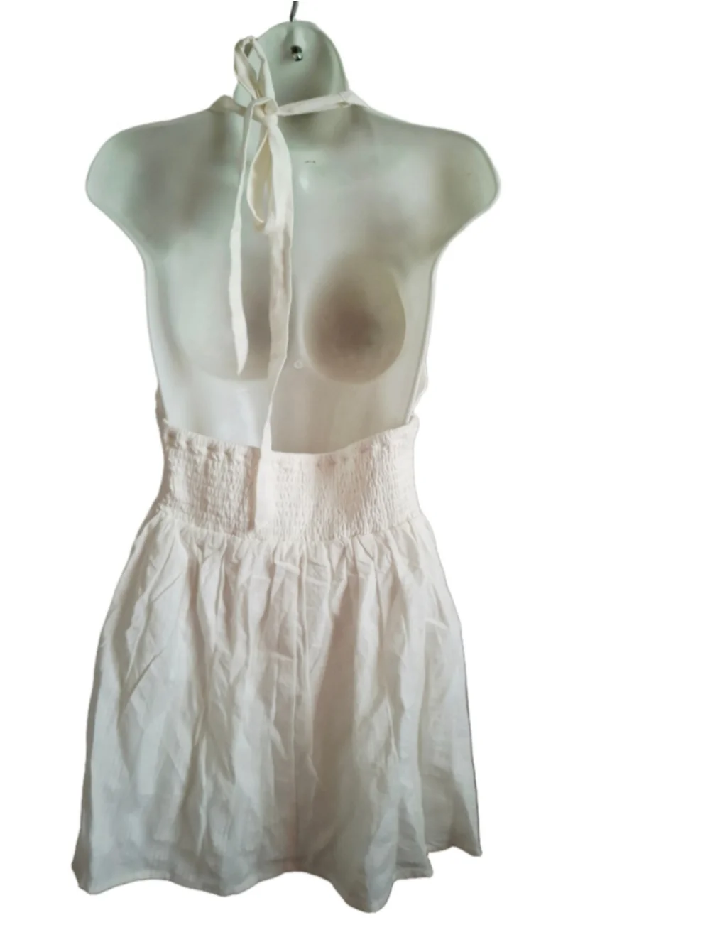 No Boundaries White Halter Smocked Mini Dress Size S summer beachwear NWT